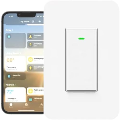 Switch (Matter) Smart Switch, App & Voice Control, Thread, Works with Apple Home, Alexa, Google Home, SmartThings, 100% Privacy, requires Thread Border Router, Neutral Wire Required
