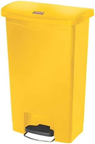 Rubbermaid Commercial Products-1883575 Streamline Slim Step-On Plastic Trash Garbage Can, 13 Gallon, Yellow