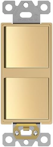 ENERLITES Gold Double Paddle Decorator Single Pole Switch, 15A, 1 Pack