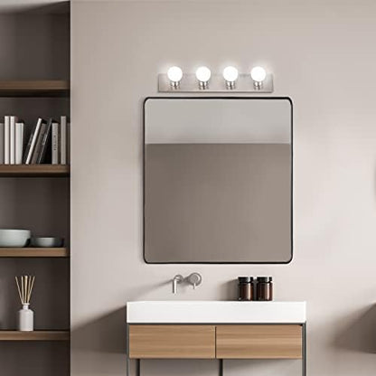 Design House 519298 Contemporary 4-Light Indoor Vanity Light Dimmable for Bathroom Bedroom Vanity Makeup, Satin Nickel