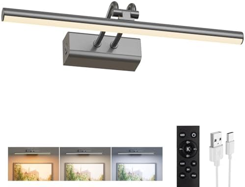 Battery Operated Picture Light for Wall, Grey, 13.8",RF Remote Control