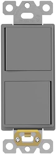 ENERLITES Gray Double Paddle Decorator Single Pole Switch, 15A, 1 Pack