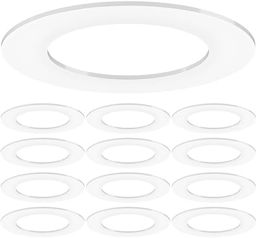 Sunco 12 Pack 4 Inch Recessed Light Goof Ring, Ultra Thin, White