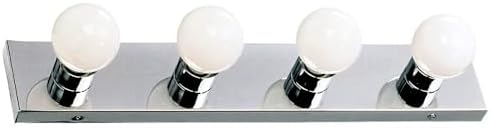 Design House Vanity Lighting, Steel Construction, 4 Vanity Lights, Dimmable, Uses Four 60W Bulbs, Polished Chrome, 24.0 in. W x 4.3 in. H x 2.0 in. D, 500892