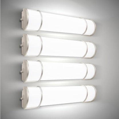 ASD LED 24" Vanity Flush Mount Light Fixture, Linear Bathroom Lighting Bar | 3CCT, Dimmable, ETL Listed | 25W 2600LM 3000-5000K 100-277V | Long Tube Bath Wall Sconce Over Mirror | Nickel, 4 Pack