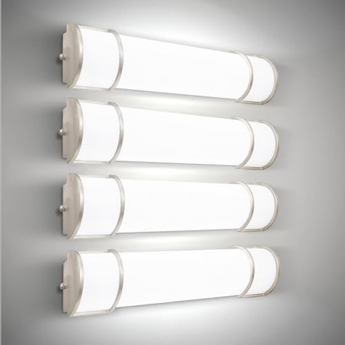 ASD LED 30" Vanity Flush Mount Light Fixture, Linear Bathroom Lighting Bar | 3CCT, Dimmable, Energy Star, ETL Listed | 28W 2425LM 3000-5000K 120V | Long Bath Wall Sconce Over Mirror | Nickel, 4 Pack