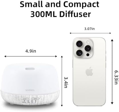 SEEDSEEL 300ML Essential Oil Diffuser with Remote Control, Aromatherapy Diffuser with 7-Color Changing LED Light for Bedroom, Home