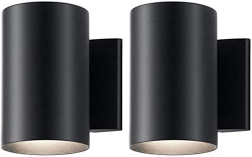 Kichler Cylinders 7" Outdoor Wall Sconce in a Black, 1-Light Exterior Wall Light, Cylinder Fixture, (7" H x 5" W), 9234BK (Pack of 2)