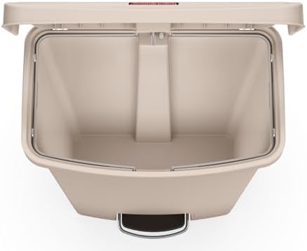 Rubbermaid Commercial Products STREAMLINE Plastic Front Step Step-On-Trash/Garbage Can/Bin 18 GAL Beige for Doctor's Office/Hospitals/Healthcare