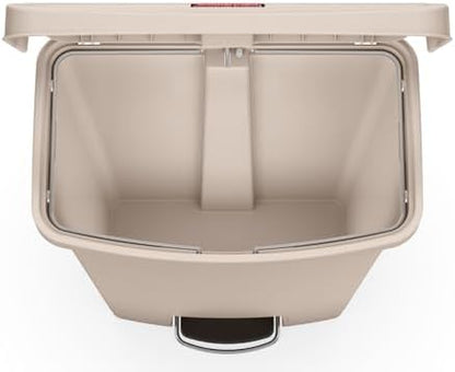Rubbermaid Commercial Products STREAMLINE Plastic Front Step Step-On-Trash/Garbage Can/Bin 18 GAL Beige for Doctor's Office/Hospitals/Healthcare