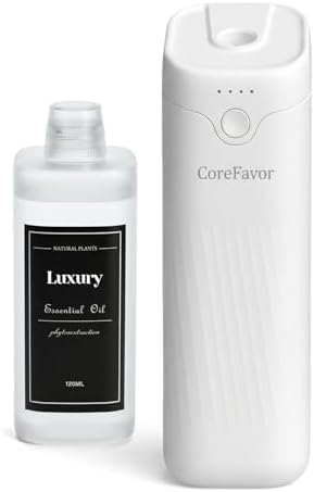 Waterless Essential Oil Diffuser, 4.06fl oz(120ml) Portable Battery Operated Cold Air Aroma Scent Machine, 4 Intensity Levels, Quiet Diffuser for Bedroom Office Bath Car (White-Luxury1)