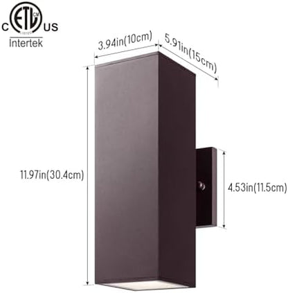 mirrea 12" Modern Outdoor Porch Light, 2 Lights, Oil Rubbed Bronze, 2 Pack