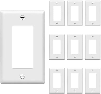 ENERLITES 1-Gang White Decorator Switch Outlet Wall Plate Cover, 10 Pack