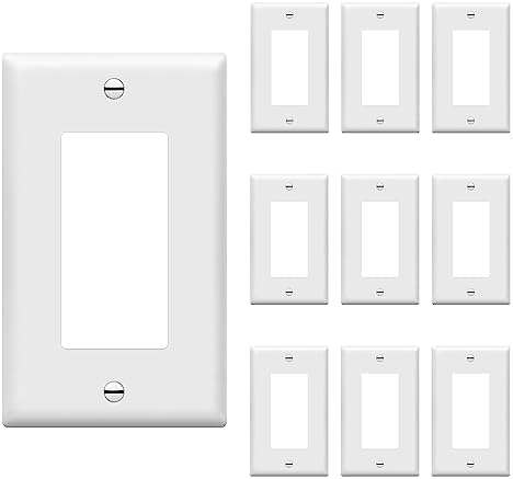 ENERLITES 1-Gang White Decorator Switch Outlet Wall Plate Cover, 10 Pack
