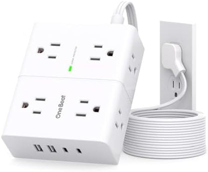 One Beat Surge Protector Power Strip, 6 Ft Ultra Thin Flat Extension Cord
