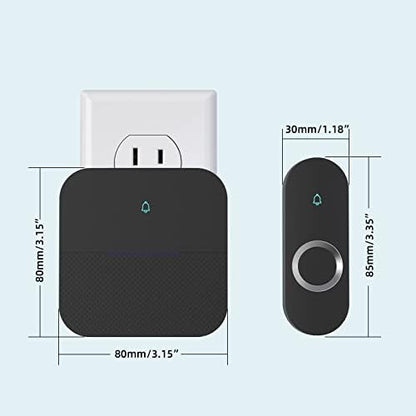 AIDA Lighted Wireless Doorbell for Home, Waterproof Battery Doorbell Wireless 1,000ft Range, 5 Volume Levels with 58 Chimes & LED Flash on Receiver (Black, 2 transmitters & 2 Receivers)