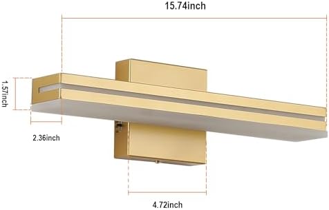 SineRise LED Modern Bathroom Vanity Light Fixtures (16-Inch, 3000K/4000K/6000K, Dimmable), Gold Modern Acrylic Bathroom Wall Lighting Fixtures Over Mirror