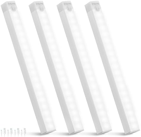 iHome Rechargeable Auto Sensing Light Bars, Motion Sensor, Dimmable, Auto/Always-On Modes, Easy Installation (4-Pack 8" LED Light Bar)