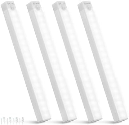 iHome Rechargeable Auto Sensing Light Bars, Motion Sensor, Dimmable, Auto/Always-On Modes, Easy Installation (4-Pack 8" LED Light Bar)