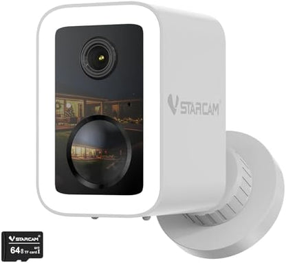 VSTARCAM 2K Security Cameras Wireless Outdoor, No-Drill Magnetic & Adhesive Mount, Free Cloud & 64GB SD Storage, WiFi 6 2.4/5G, Motion Alerts, 6-Month Battery, Color Night Vision, IP66,2-Way Talk