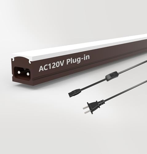 Leetdud Under Cabinet Lighting Plug in, 32 Inch 1 Pc, Linkable AC120V 3CCT 3000K/4000K/5000K Ultra Slim, LED Under Cabinet Lights for Counter Light, Kitchen, Shelf, Sink, Workshop, Desk, Bronze