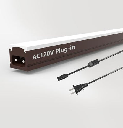 Leetdud Under Cabinet Lighting Plug in, 24 Inch 1 Pc, Linkable AC120V 3CCT 3000K/4000K/5000K Ultra Slim, LED Under Cabinet Lights for Counter Light, Kitchen, Shelf, Sink, Workshop, Desk, Bronze