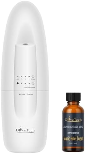 Plug in Scent Diffuser, OliveTech Waterless Essential Oil Diffuser, Cover Up to 500 Sq. Ft., Hotel Collection Diffuser, Aromatherapy Diffusers for Home, Office, 1 x 30ml Essential Oil Included