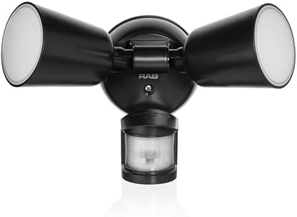 RAB Lighting LU160 Luminator Motion Sensor Outdoor Lights - Flood Light for Security, Outside Dusk to Dawn Photocell, 3000k–5000k Tunable, IP65 Weatherproof Rating, 160°Coverage, 50 Ft Range (Black)