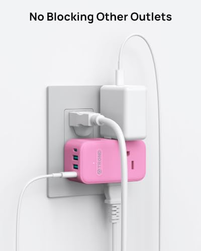 TROND Outlet Extender with USB C, 3 AC Outlet Splitter with 360 Rotation