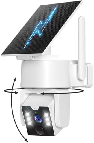 5G & 2.4G Wi-Fi Outdoor Camera Wireless,Solar Security Cameras Wireless Outdoor, 2K 360° PTZ Camera, Solar/Battery Powered, PIR Human Detection, Color Night Vision, Two-Way Talk, Compatible with Alexa