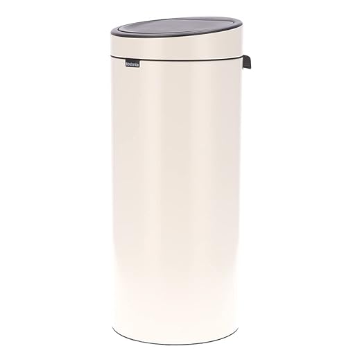 Brabantia Press-Top Kitchen Trash Can | Soft Beige | 8 Gallon / 30L | Home Trash Can with Soft-Touch Stay-Open Lid & Removable Inner Bucket | + Trash Bags