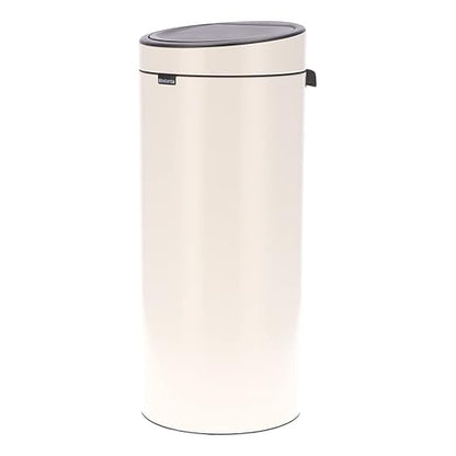 Brabantia Press-Top Kitchen Trash Can | Soft Beige | 8 Gallon / 30L | Home Trash Can with Soft-Touch Stay-Open Lid & Removable Inner Bucket | + Trash Bags