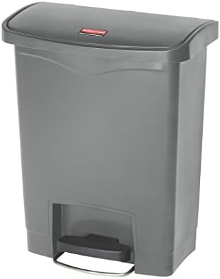 Rubbermaid Commercial Products Streamline Slim Step-On Plastic Trash/Garbage Can, 8-Gallon, Gray, Wastebasket for Home/Kitchen/Hospital/Healthcare Facility