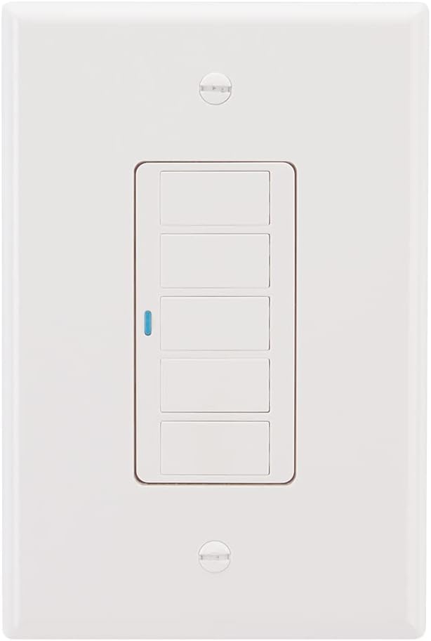 Cree Connected Max Smart In-Wall 5-Button Scene Controller For Connected Max Smart Bulbs, Compatible with Any Connected Max Smart Bulb, Bluetooth + WiFi, 2.4 GHz, White, 1 Controller