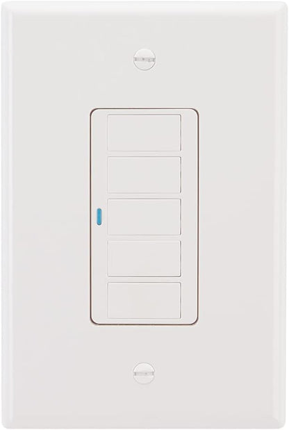 Cree Connected Max Smart In-Wall 5-Button Scene Controller For Connected Max Smart Bulbs, Compatible with Any Connected Max Smart Bulb, Bluetooth + WiFi, 2.4 GHz, White, 1 Controller