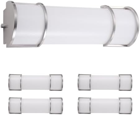 ASD LED 18" Vanity Flush Mount Light Fixture, Linear Bathroom Lighting Bar | 3CCT, Dimmable, Energy Star, ETL Listed | 20W 1650LM 3000-5000K 120V | Long Bath Wall Sconce Over Mirror | Nickel, 4 Pack