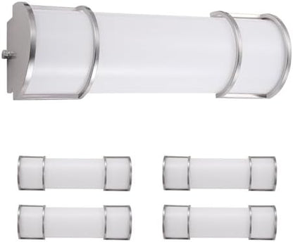 ASD LED 18" Vanity Flush Mount Light Fixture, Linear Bathroom Lighting Bar | 3CCT, Dimmable, Energy Star, ETL Listed | 20W 1650LM 3000-5000K 120V | Long Bath Wall Sconce Over Mirror | Nickel, 4 Pack