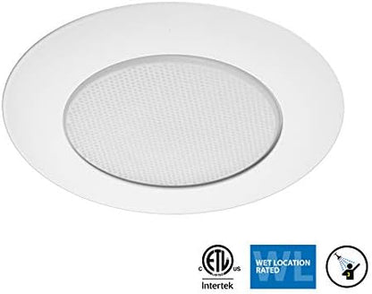 NICOR Lighting 6 inch White Recessed Shower Trim with Albalite Lens (17505)