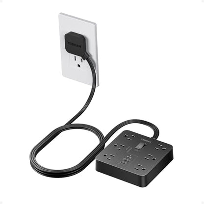 TESSAN Surge Protector Power Strip, 5Ft Flat Plug Extension Cord, Black