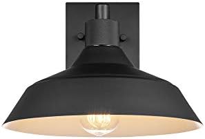 Globe Electric Modern Farmhouse Wall Sconce, Matte Black, 12 x 11 x 9 inches, Indoor/Outdoor, Kitchen, Porch Decor, 60W Bulb