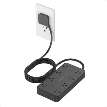 TESSAN Power Strip Surge Protector, 10FT Flat Plug Extension Cord