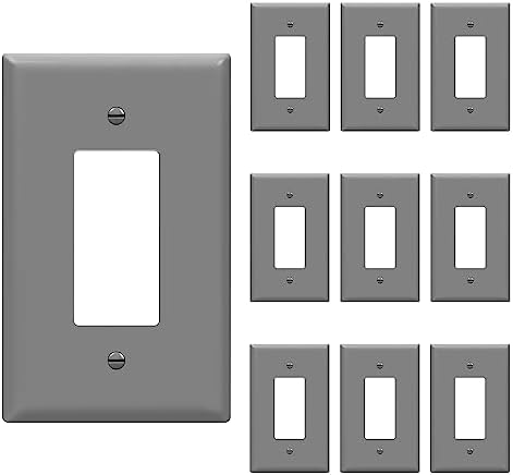 ENERLITES 1-Gang Gray Oversize Decorator Switch Outlet Wall Plate, 10 Pack
