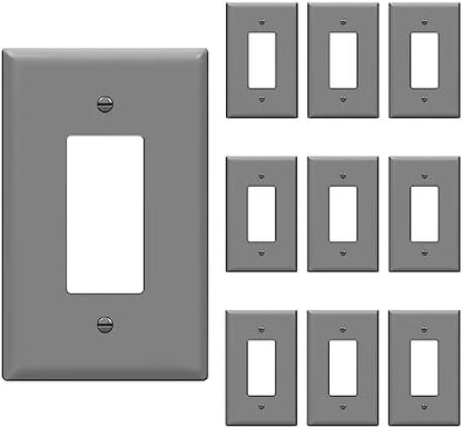 ENERLITES 1-Gang Gray Oversize Decorator Switch Outlet Wall Plate, 10 Pack