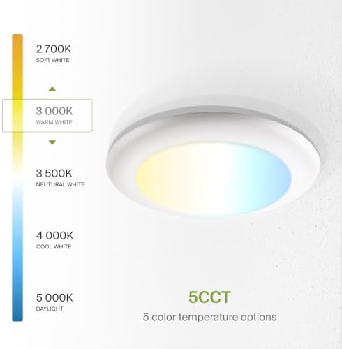 ASD 1 Pack LED Disk Lights 6 Inch, 5CCT Flush Mount Ceiling Light Fixture