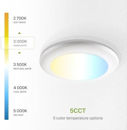 ASD 1 Pack LED Disk Lights 6 Inch, 5CCT Flush Mount Ceiling Light Fixture