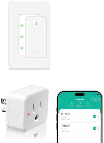 NineLeaf Slim WiFi Smart Plug with Switch, Remote App Control, 15A/1500W | Compatible with Alexa/Google Home via Tuya, Compact Design, Timer/Schedule, TUV FCC Certified,2.4G