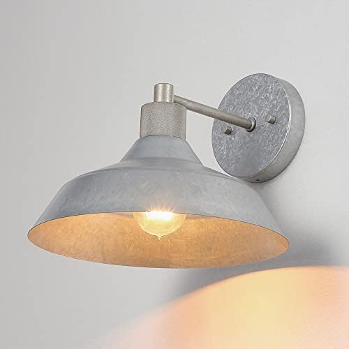 Globe Electric 1-Light Galvanized Metal Outdoor Indoor Wall Sconce with Textured Socket Detail