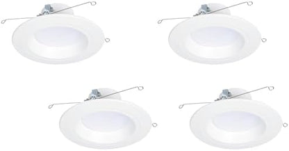 HALO RL 5/6 in LED Recessed Light Trim Selectable Color Temperature 2700K 3000K 3500K 4000K 5000K Dimmable Dim to Warm 600 Lumens Wet Location Indoor Outdoor Retrofit Downlight RL56069FSD2W1EWH
