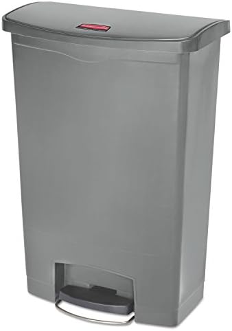 Rubbermaid Commercial Products STREAMLINE Plastic Front Step Step-On-Trash/Garbage Can/Bin, 24 GAL, Gray, for Doctor's Office/Hospitals/Healthcare