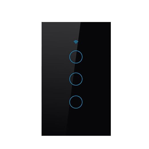 WiFi Smart Wall Light Switch,US Standard ，Voice Control ，Tempered glass panel, 2.4GHz Wi-Fi Touch Switches, Remote Control Smart Life/Tuya App, (3Gang-Black)